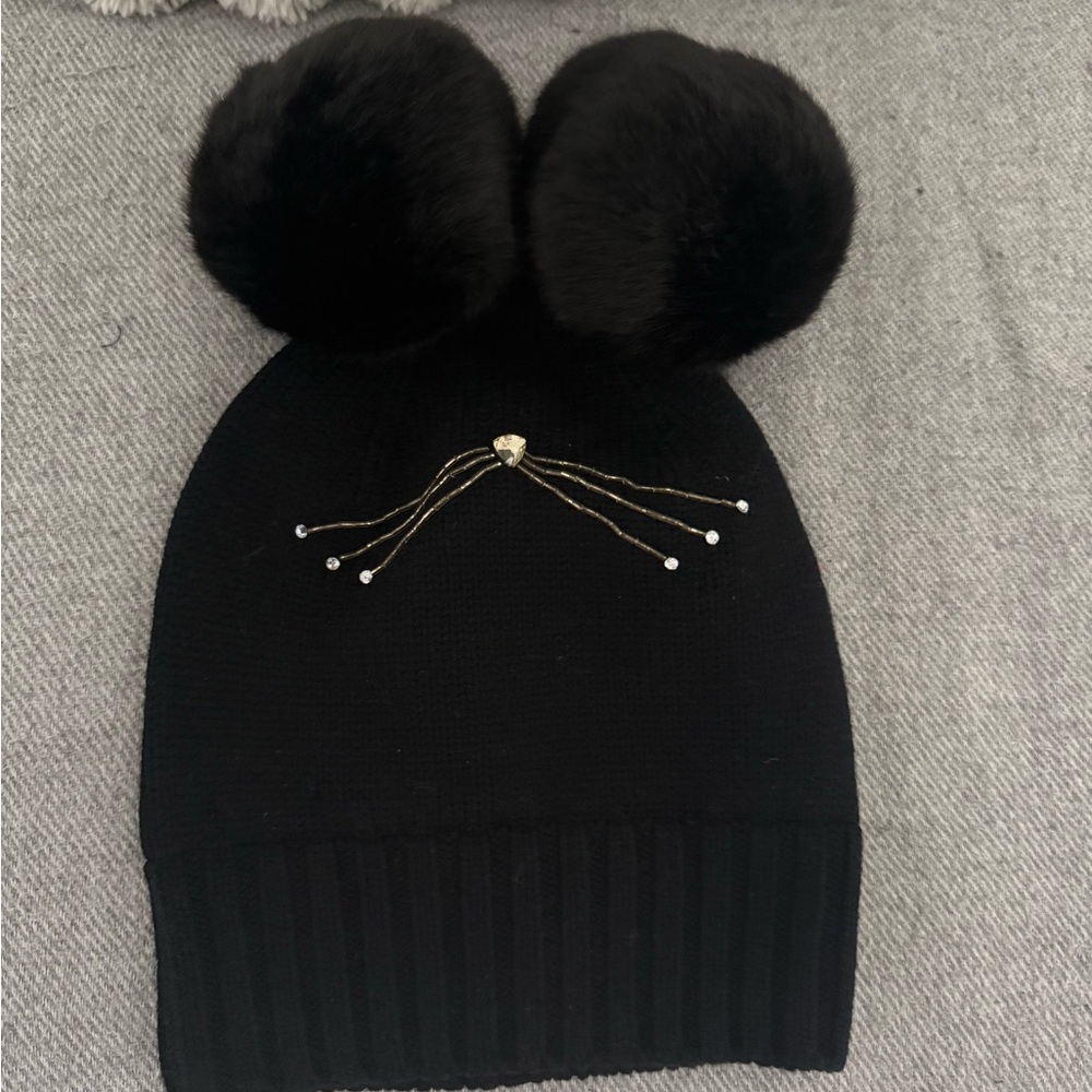 Kate Spade Black Hat with Gold Accents NWT
